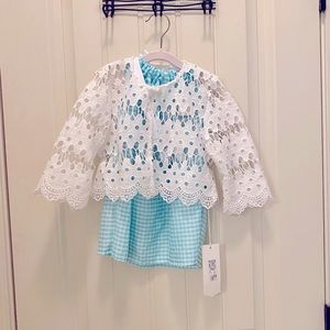 Blue Dress w/ Crochet Sweater